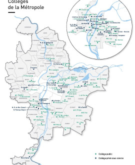 La carto des collèges de la Métropole de Lyon