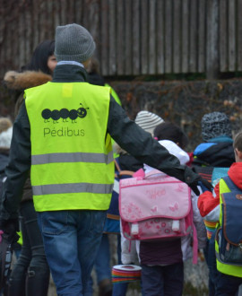 Un chemin vers l'école en toute sécurité avec le Pédibus (nouvelle fenêtre)