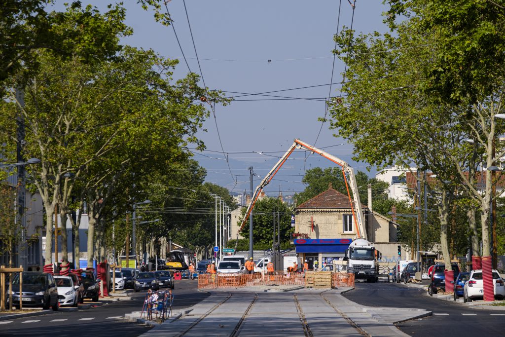 les travaux du tram t6 à Lyon